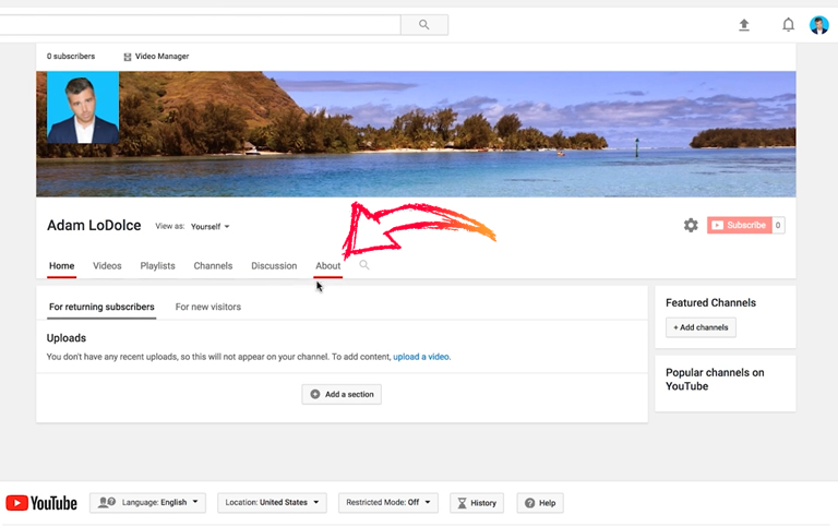 How to setup YouTube channel – Channel description