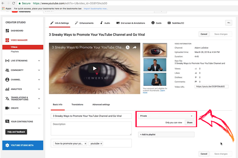 How to setup YouTube channel – Privacy settings