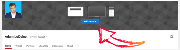 YouTube channel art template — replace the default banner